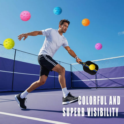 Outdoor Pickleball Balls Set with 40-Hole Design | Durable High Visibility 6 Pack for Consistent Play