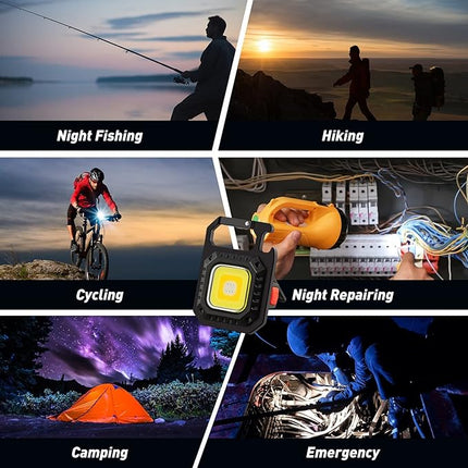 Keychain Flashlight with Magnetic Back and Bottle Opener, USB Rechargeable LED Pocket Torch for Everyday Carry