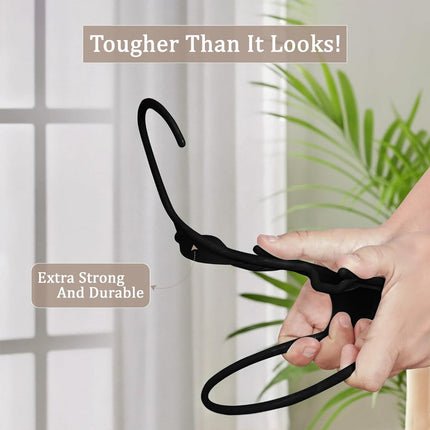 Heavy-Duty Plastic Clothes Hangers Set with Built-in Strap Hooks | Slim Design for Space Saving Closet Organization