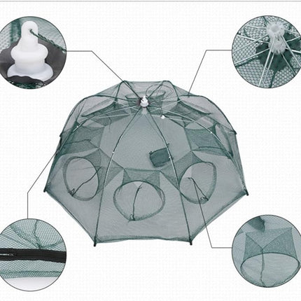 Collapsible Fishing Net Trap with Multiple Entry Points, Foldable Crab and Fish Trap Cage in 6, 8 and 10 Side Models