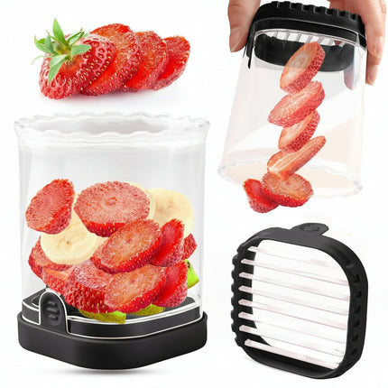 8-Blade Fruit Slicer with Removable Stainless Steel Blades | Quick Strawberry Cutting for Fruit Salads and Snacks