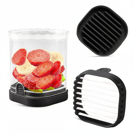 8-Blade Fruit Slicer with Removable Stainless Steel Blades | Quick Strawberry Cutting for Fruit Salads and Snacks