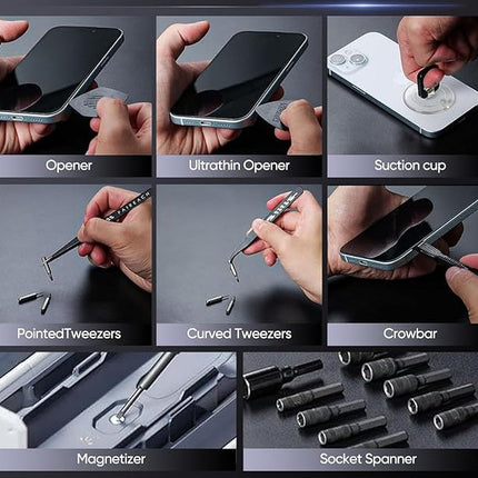 Electric Screwdriver Kit with 180 Interchangeable Bits, Powered Precision Driver Set for Electronics and Appliances