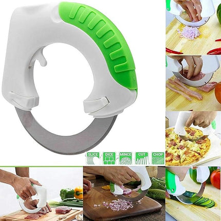 Circular Blade Rolling Knife, Roller Cutter for Vegetables, Meat and Cheese, Even Slices and Dicing, for Meal Prep