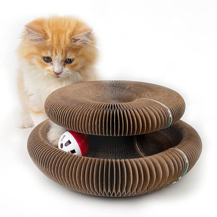 Cat Scratcher with Rolling Ball, Honeycomb Cardboard Scratching Toy for Indoor Cats, Roomy Enough for Multiple Cats