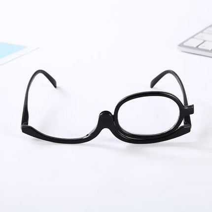 Makeup Glasses with Flip Up Magnifying Lens, 1.0x to 4.0x Magnification, Pivoting Lens for Eyeliner Mascara and Brows