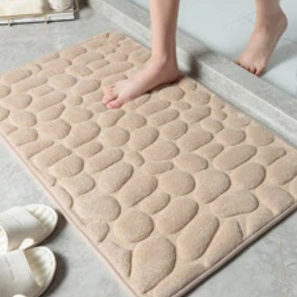 Water-Absorbent Pebble Bath Rug | Natural Stone Design for Ultimate Comfort