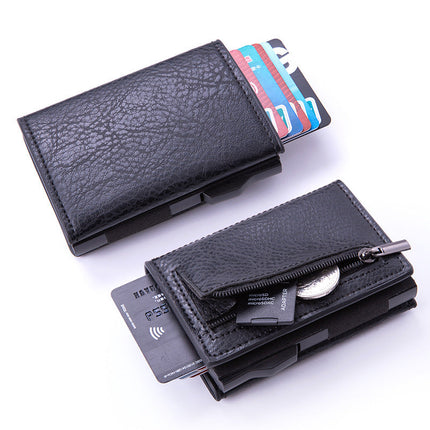 RFID Blocking Slim Wallet, Metal Card Holder Case for Up to 6 Cards with Elastic Cash Pocket, 4 Colors, Front Pocket Wallet