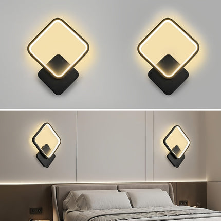 Modern Square LED Wall Lamp with Three-Tone Dimming | Energy-Efficient Lighting Fixture for Bedrooms and Living Rooms