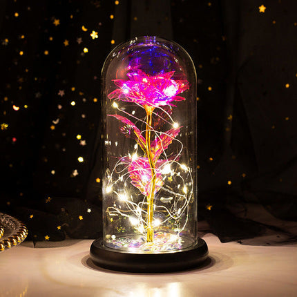 Decorative Sparkly Rose Ornament with 6 Colour Options, Never Fade Faux Rose for Shelf, Desk and Gift Display