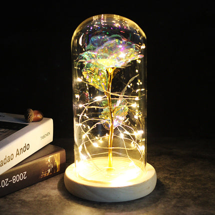Decorative Sparkly Rose Ornament with 6 Colour Options, Never Fade Faux Rose for Shelf, Desk and Gift Display