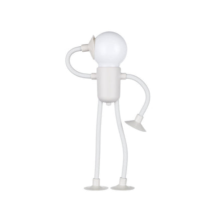 Poseable Figure Lamp with Bendable Arms and Suction Cup Feet, Battery Powered Desk Night Light for Bedrooms