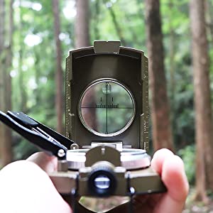 Navigation Compass with Clinometer and Luminous Dial, Waterproof Zinc Alloy Military Style Compass for Hiking, Camping and Backcountry Skiing