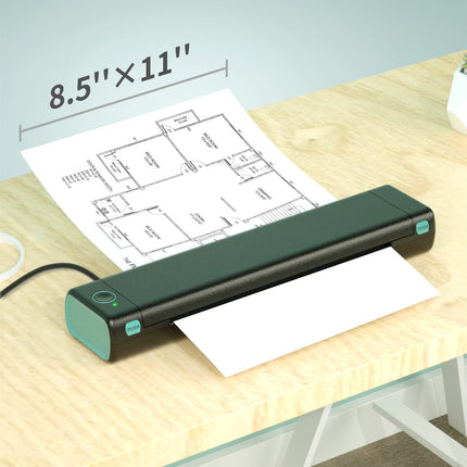 Portable A4 Thermal Printer, Inkless Mobile Document Printer with 13mm/s Monochrome Printing