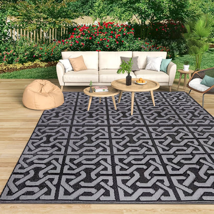 Reversible Outdoor Rug with Modern Geometric Design | Lightweight & Easy-Clean Mat for Patios and RVs