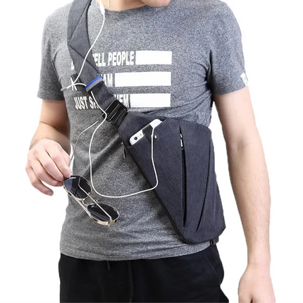 Anti-Theft Crossbody Sling Bag with Hidden Zippers, RFID Protection and Water-Resistant Fabric, Black or Grey