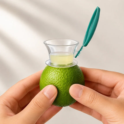 Citrus Juicer Cap with Pour Spout and Juicing Insert, Twist In Squeezer with Storage Lid for Lemons and Limes