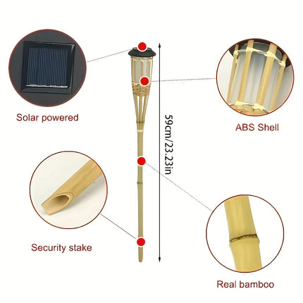Solar Bamboo Flame Lights with Realistic Flicker Effect | Eco-Friendly 2-Pack for Outdoor Ambience
