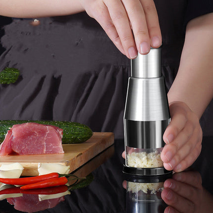Vegetable Chopper with Collection Container, Manual Onion and Garlic Dicer for Fast Kitchen Prep