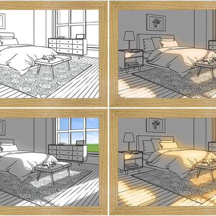 Illuminated Wall Art Panel, 11 Scenic Designs and 2 Sizes, Glowing Decor for Living Room and Bedroom