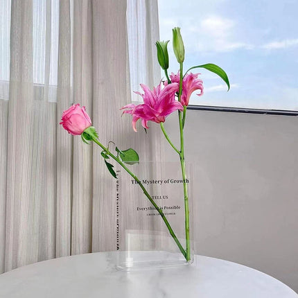 Floral Ceramic Book Vase, Book-Shaped Decorative Flower Vase for Bookshelves, Consoles and Home Decor Displays