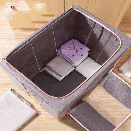 Foldable Clothes Storage Box with Clear Windows, Zippered Stackable Closet Organizer for Blankets