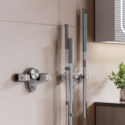 Broom Holder Wall Mount, Broom and Mop Holder with Suction Cup Hooks