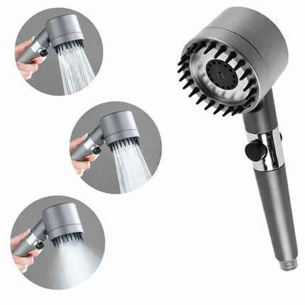 High-Pressure 3-Mode Shower Head with Massage Bristles | Water-Saving Design for Luxurious Spa Experience