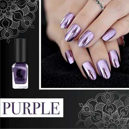 Mirror Nail Polish with Chrome Metallic Finish, High Gloss Reflective Manicure Lacquer in 4 Shades