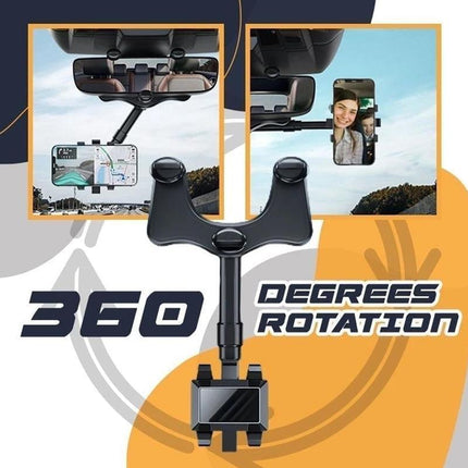 Rearview Mirror Phone Holder with Adjustable Grip | Safe Driving Accessory for GPS Navigation