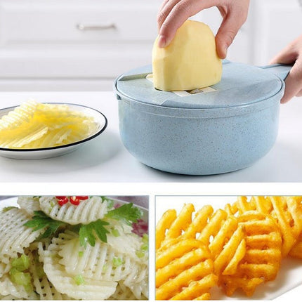 Multi Blade Vegetable Cutter with 8 Blades, All-in-One Kitchen Slicing Tool for Fast Meal Prep, Blue or Pink