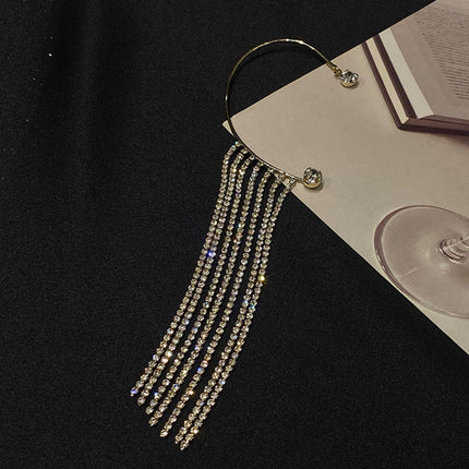 Elegant Long Tassel Earrings with Sparkling Crystals | Statement Jewelry for Glamorous Look
