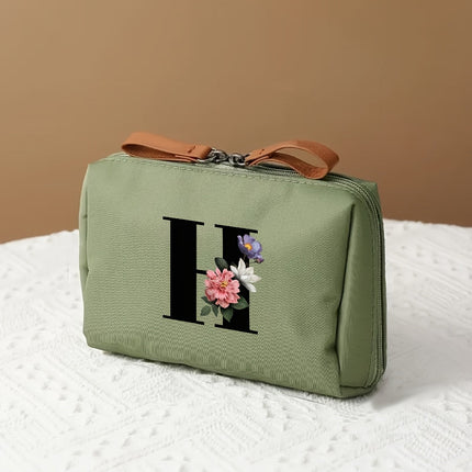 Elegant Makeup Bag Travel Organizer with Letter Design | Chic Cosmetic Case for Beauty Essentials
