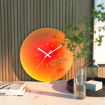 Sunset Glass Wall Clock with Silent Quartz Movement | Modern Gradient Design for Calm Home Décor
