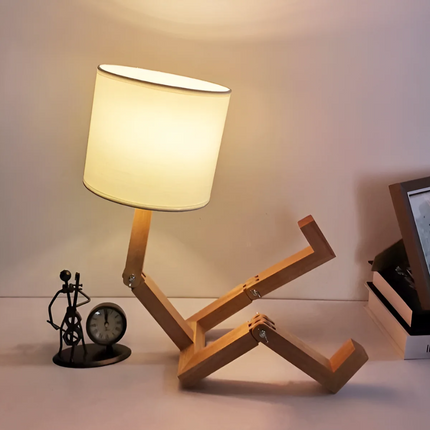 Adjustable Wooden Table Lamp with Flexible Joints | Handcrafted Soft Light for Cozy Interiors