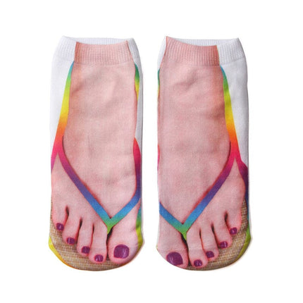 Comfortable Ankle Socks, Funny Socks with Painted Toenail and Flip Flop Print – image 17