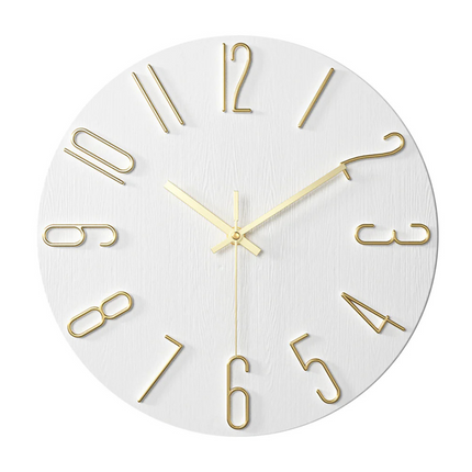 Minimalist Wall Clock with Gold Accents | Quiet Quartz Movement for Elegant Home Decor