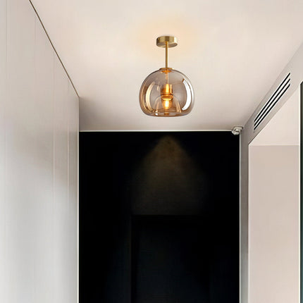Vintage Bubble Glass Ceiling Light Pendant with Amber Shade | Retro Design for Elegant Home Ambience