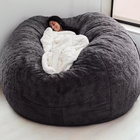 Bean Bag Cover Only without Filler, Giant 5 ft Faux Fur Bean Bag Chair Cover, Large Bean Bag Cover with Washable Zipper