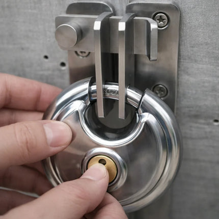 Stainless Steel Disc Padlock with Shielded Shackle, Bolt Cutter Resistant Lock for Storage Units, Gym Lockers and Bikes