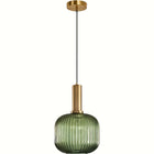 Kitchen Island Pendant Light, Ribbed Glass Hanging Light with Brass Finish, Farmhouse Dining Room Lighting Fixture_08