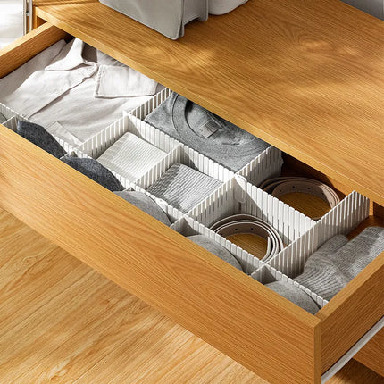 Adjustable Drawer Dividers, Snap Together Organizer Set in 2 Color Options for Clothes, Makeup and Desks