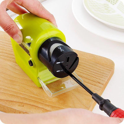Cordless Electric Knife Sharpener, Battery Powered 5 Second Sharpening with Fine Polishing Stage for Kitchen Knives