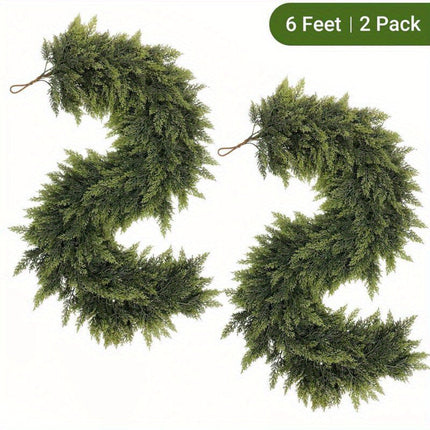 Art Deco Christmas Garland with Flexible Design | Unlit Decoration for Fireplace Mantle and Stair Railing