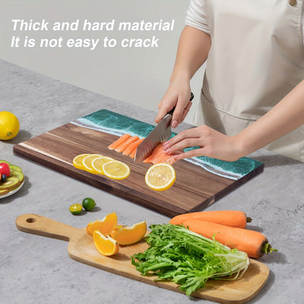 Ocean-Inspired Cutting Board with Acacia Wood & Resin Inlay | Multi-Purpose Kitchen Board for Serving and Chopping