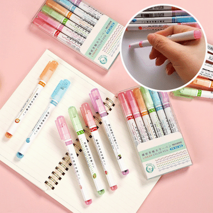Dual Tip Drawing Markers with Curve Roller, Highlighter Pens for Journaling, Bullet Journal Supplies, School Supplies
