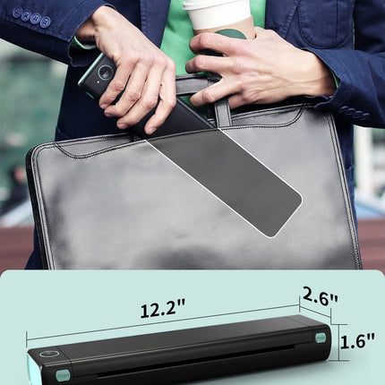 Portable A4 Thermal Printer, Inkless Mobile Document Printer with 13mm/s Monochrome Printing