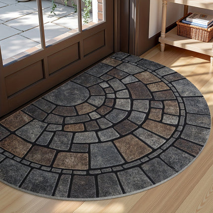 Mosaic Door Mat with Non-Slip Backing | Stylish Semicircular Design for Indoor and Outdoor Use