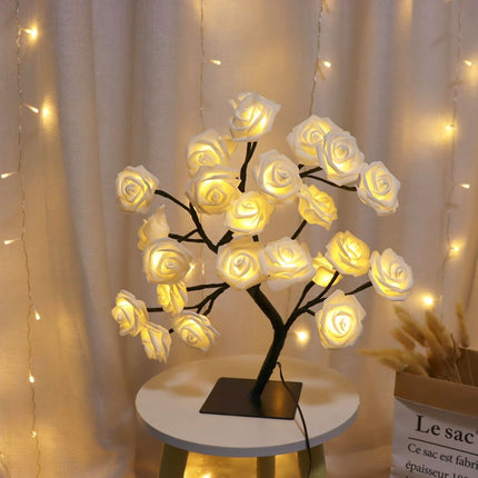 Rose Lamp, USB Powered Flower Night Light with Warm Decorative Glow for Bedside Tables, Shelves and Gifts