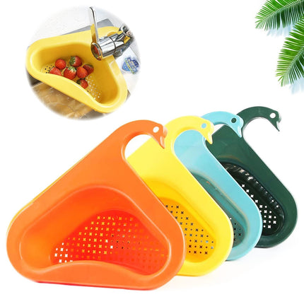 Kitchen Sink Strainer Basket, Corner Drain Caddy with Drainage Holes for Produce, Pasta and Sponges